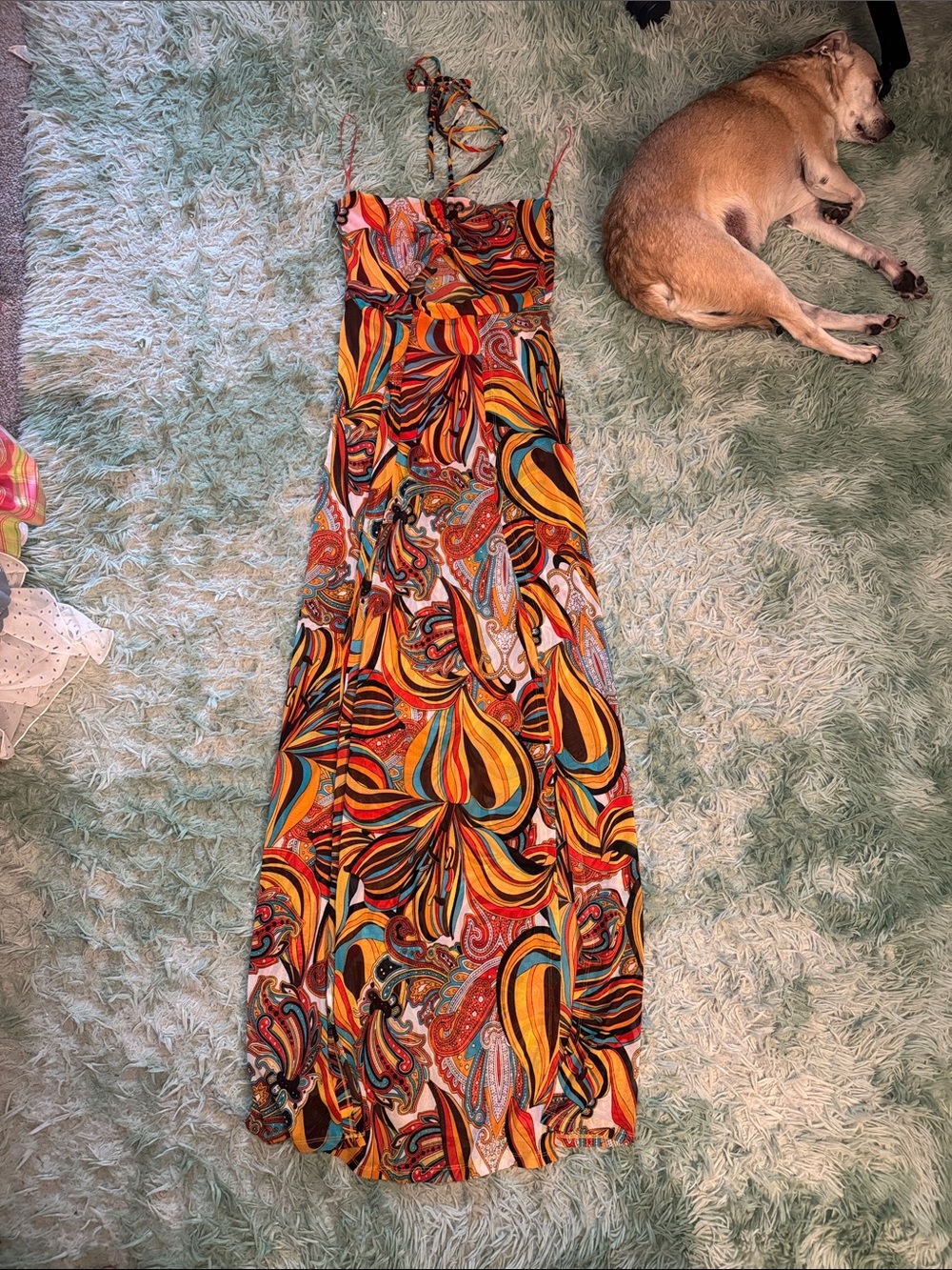 Fashion Nova Multicolor Paisley Halter Maxi Dress